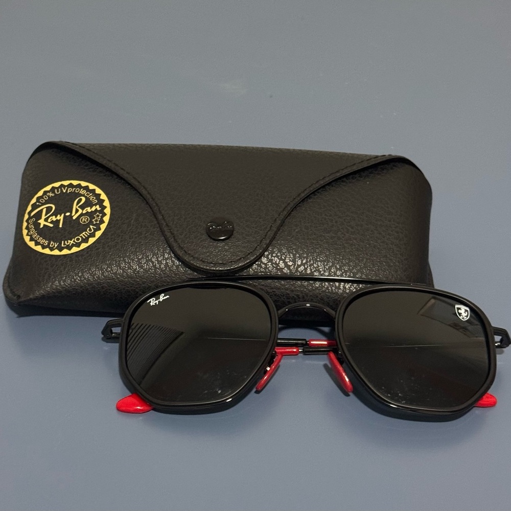 Original Ferrari Ray-Ban Black and Red Sunglasses